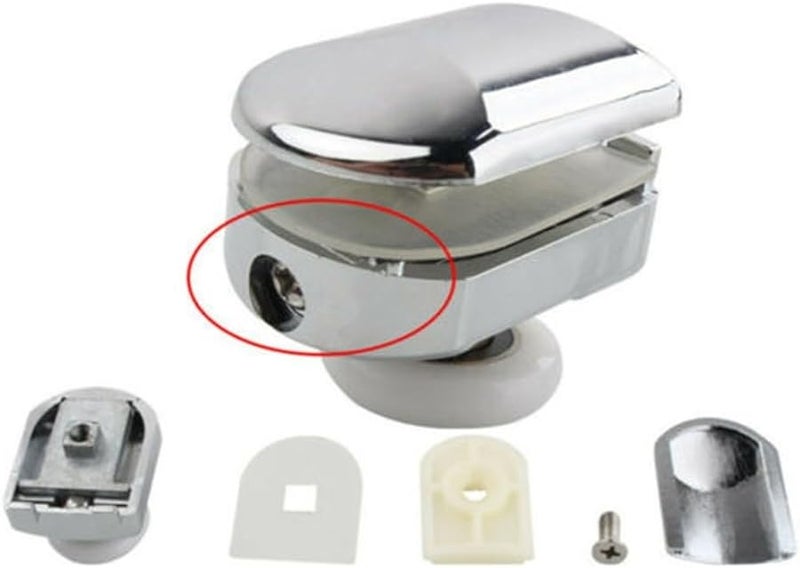 بكرات باب دش من سبائك الزنك 4 قطع عجلات نايلون 25 مم قابلة للتعديل من الأعلى محملة بنابض من الأسفل - Image 4